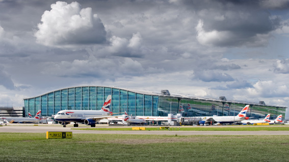 Heathrow Airport, Terminal 5A (main terminal building - south-east elevation), August 2010.